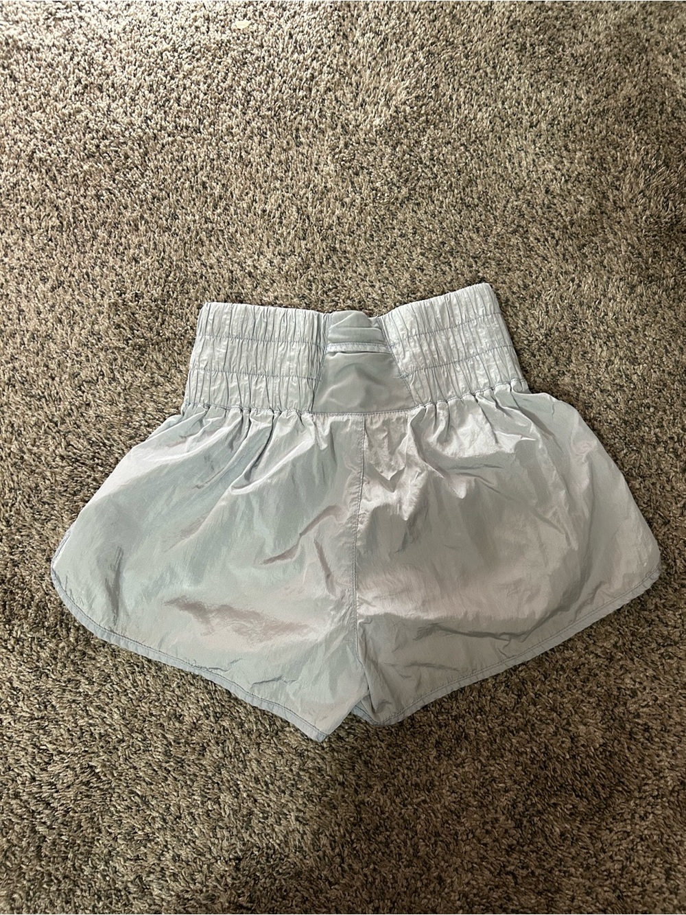 Free People Iridescent Light Silver Elastic-Waist Athletic Shorts - Picture 2 of 4